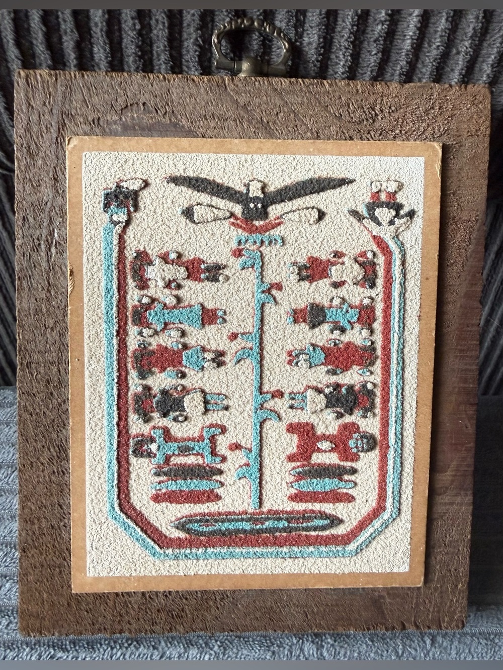 VTG Sand Art Native American Wall Art Picture Tree of Life Wooden